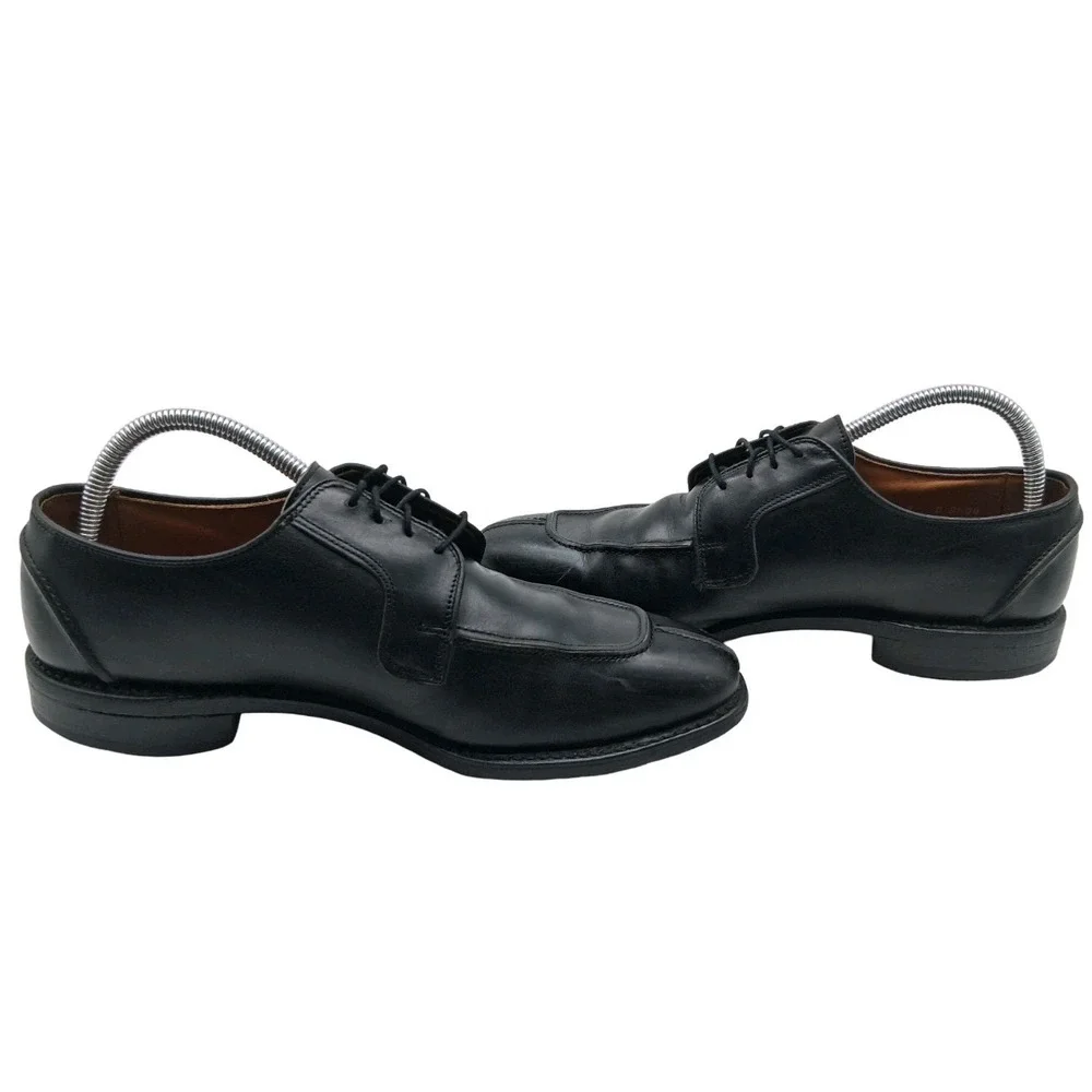 Allen Edmonds Hancock Shoes Mens Size 9 Black Leather Apron Toe Derby Made USA